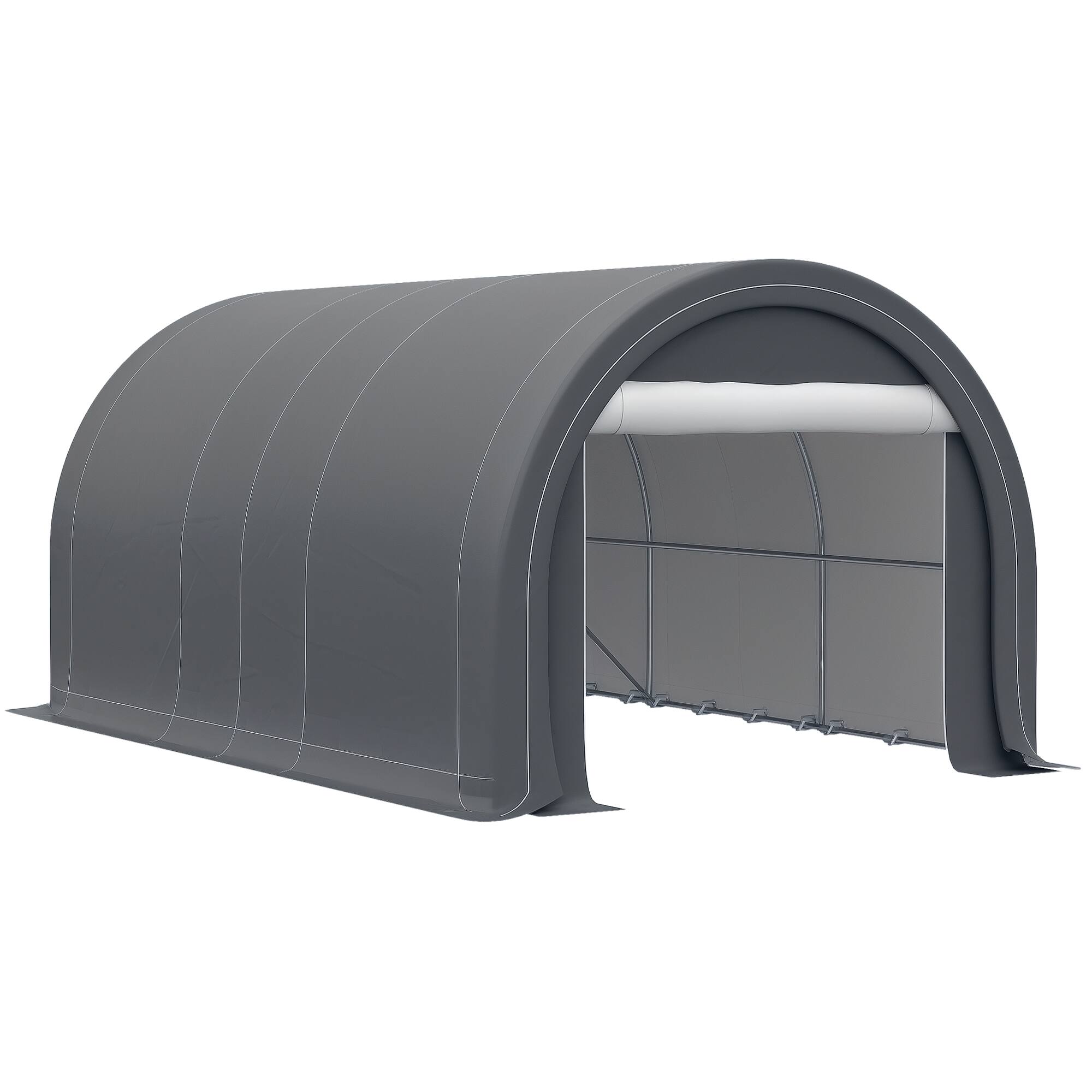Outsunny - 10' x 16' Carport, Heavy Duty Portable Garage Storage Tent with Large Zippered Door, Anti-UV PE Canopy Cover - Gray