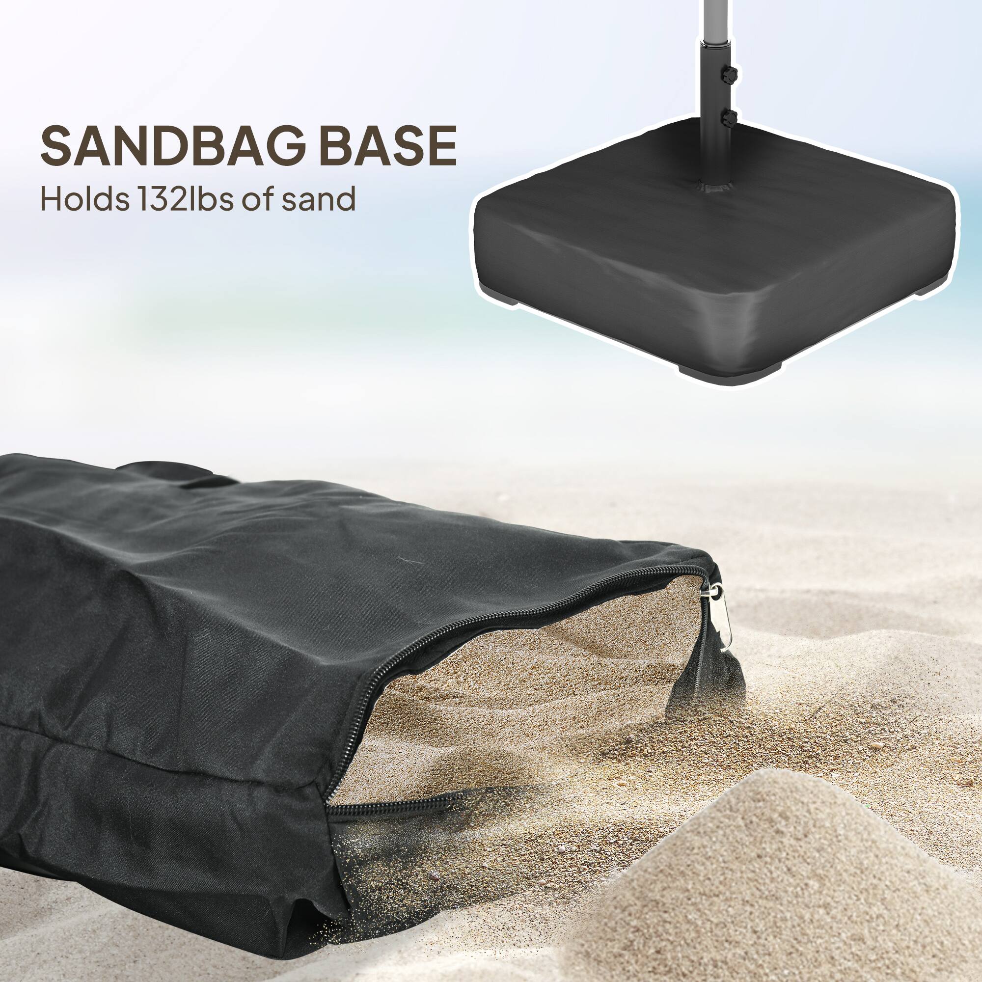 SANDBAG BASE  
Holds 132lbs of sand