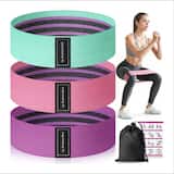 FED Fitness - 3-Pack Fabric Resistance Bands, 3 Levels for Legs & Glutes, Lightweight Home Gym Gear - Pink
