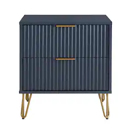 Manhattan Comfort - Dumbo Modern 20" Fluted Nightstand - Midnight Blue