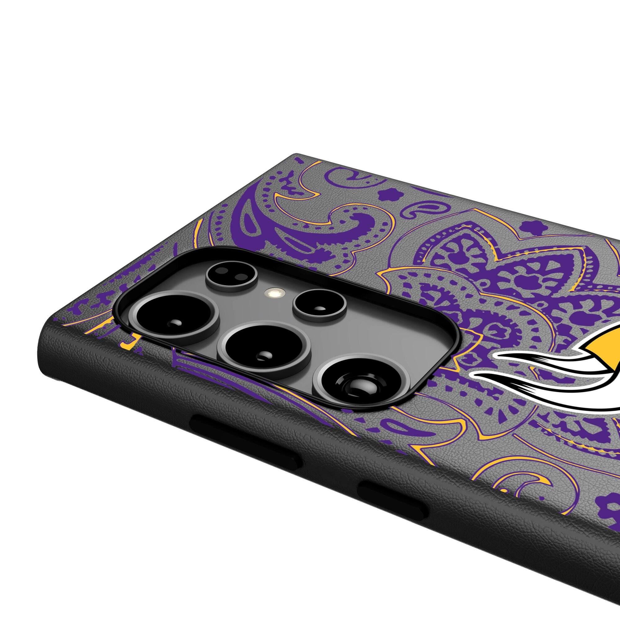 Alt View 3. Keyscaper - Minnesota Vikings Paisley Galaxy Magnetic Bump Case - S25 - Black.