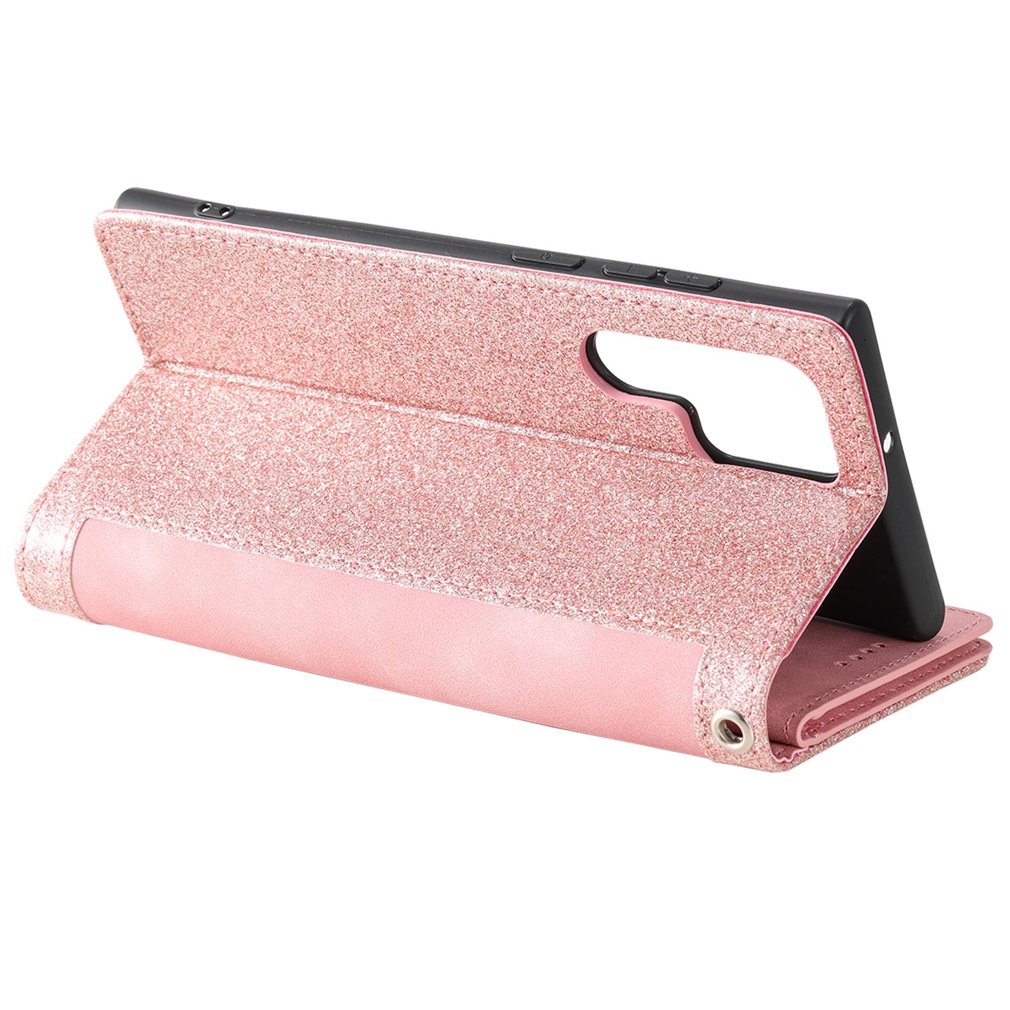 Alt View 1. Dteck - Multi-Functional Wallet Case for Samsung Galaxy A57, 9 Card Slots Zipper Pocket Stand Premium Leather Cover+Strap - Rosegold.