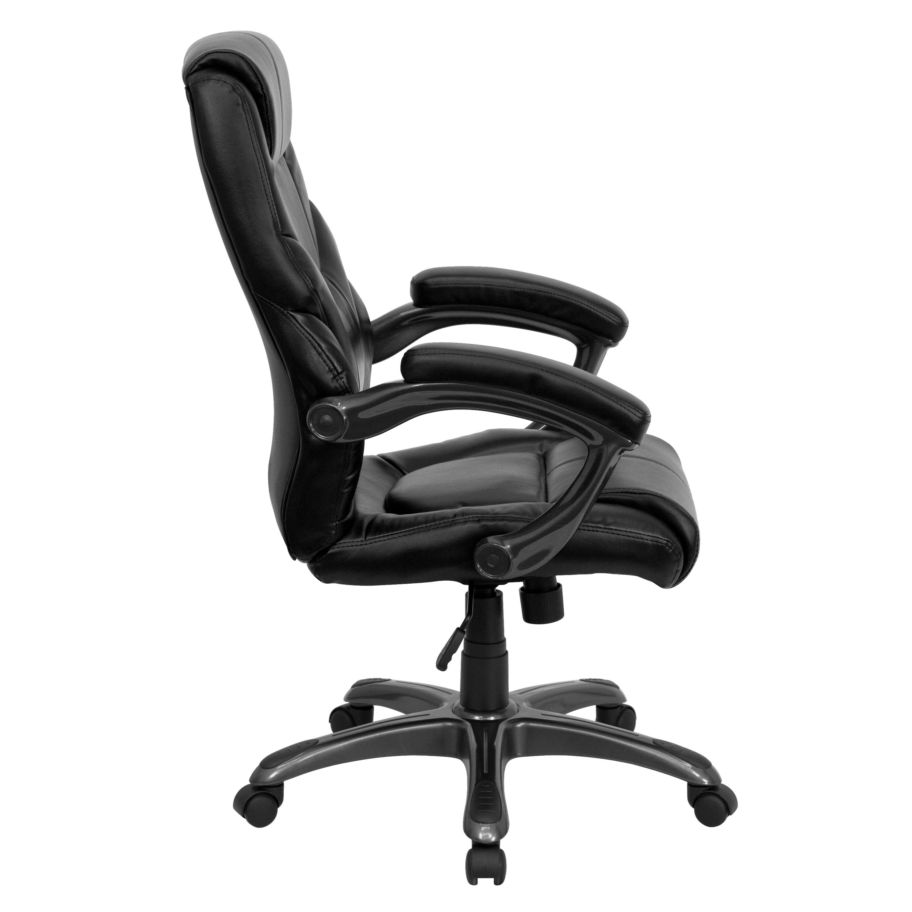 Alt View 6. Emma + Oliver - High Back LeatherSoft Executive Swivel Ergonomic Office Chair with Arms - Black.