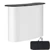 Front. VEVOR - Portable Tradeshow Podium Table, 51.18" x 18.31" x 37.4", Display Exhibition Counter Stand Booth Fair with Wall,Foldable - Black + White.