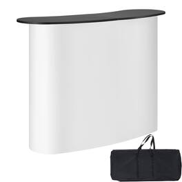 VEVOR - Portable Tradeshow Podium Table, 51.18" x 18.31" x 37.4", Display Exhibition Counter Stand Booth Fair with Wall,Foldable - Black + White