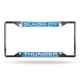 Rico Industries - Oklahoma City Thunder NBA All Corner EZ View Chrome Metal Laser Cut License Plate Frame - Multi