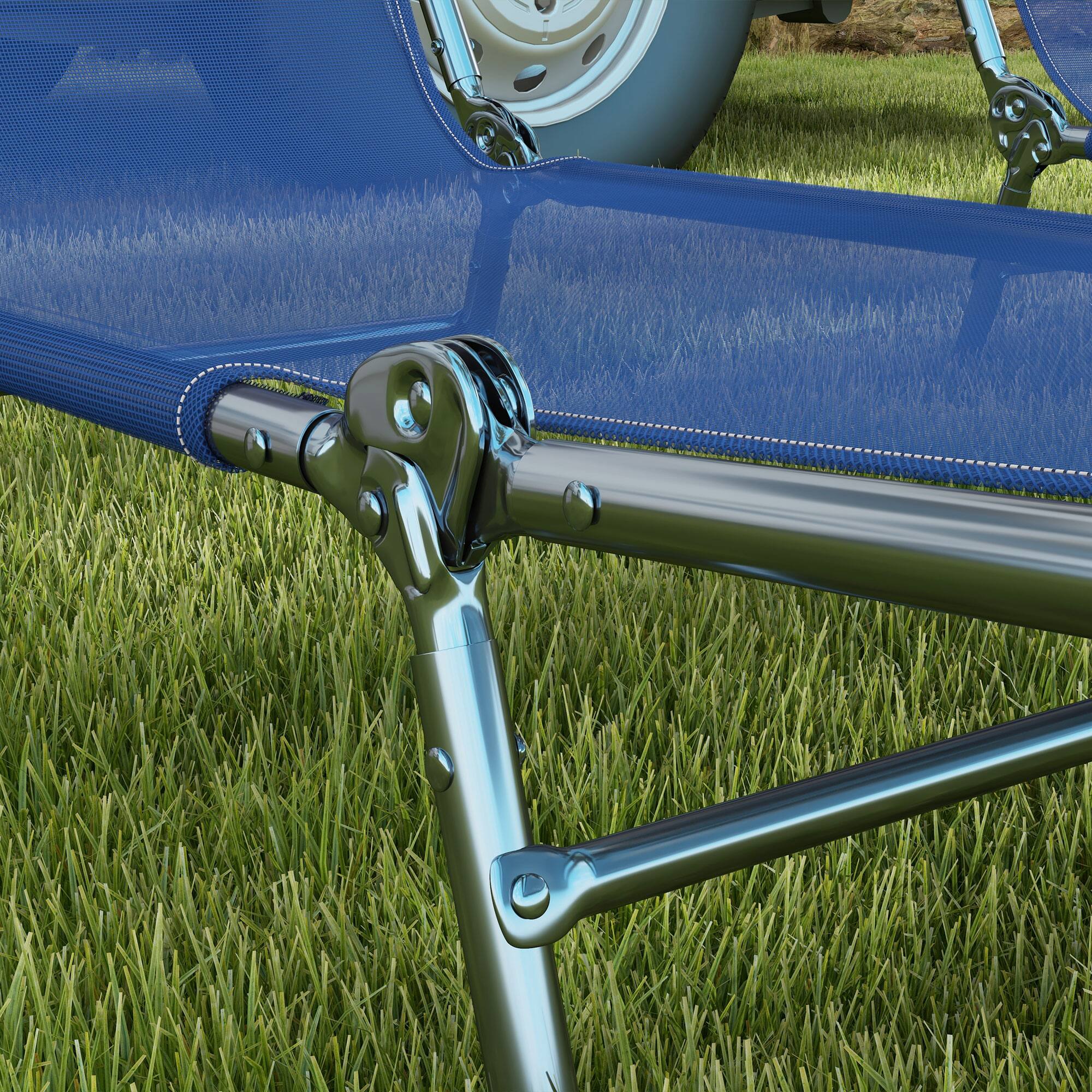 Alt View 7. Outsunny - 2 Piece Folding Chaise Lounge Chairs, Pool Sun Tanning Chairs with Reclining Back, Breathable Mesh Seat - Dark Blue.