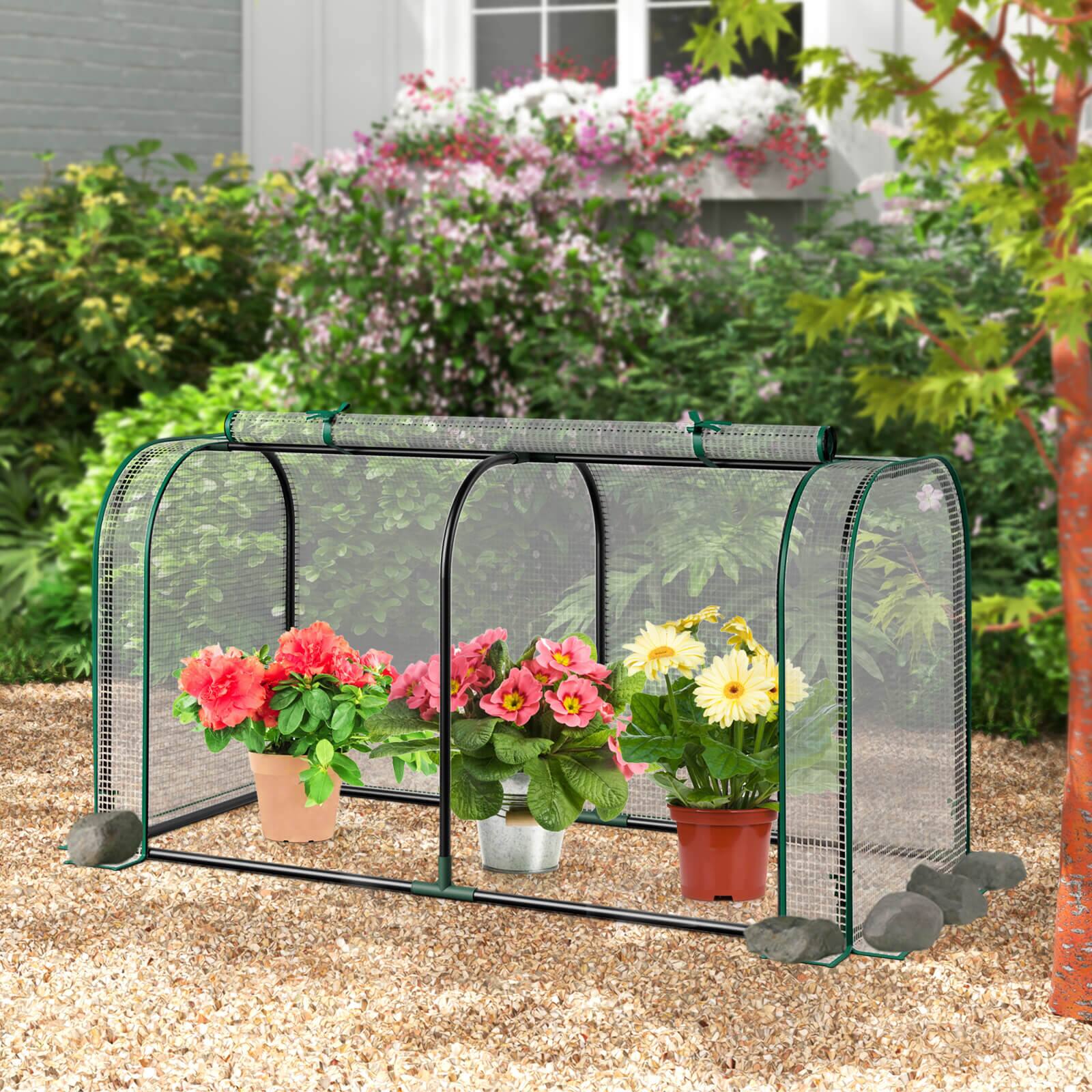 Alt View 1. Costway - Costway Portable Mini Greenhouse 47" x 22" x 24" Outdoor Indoor Tunnel Greenhouse - White.