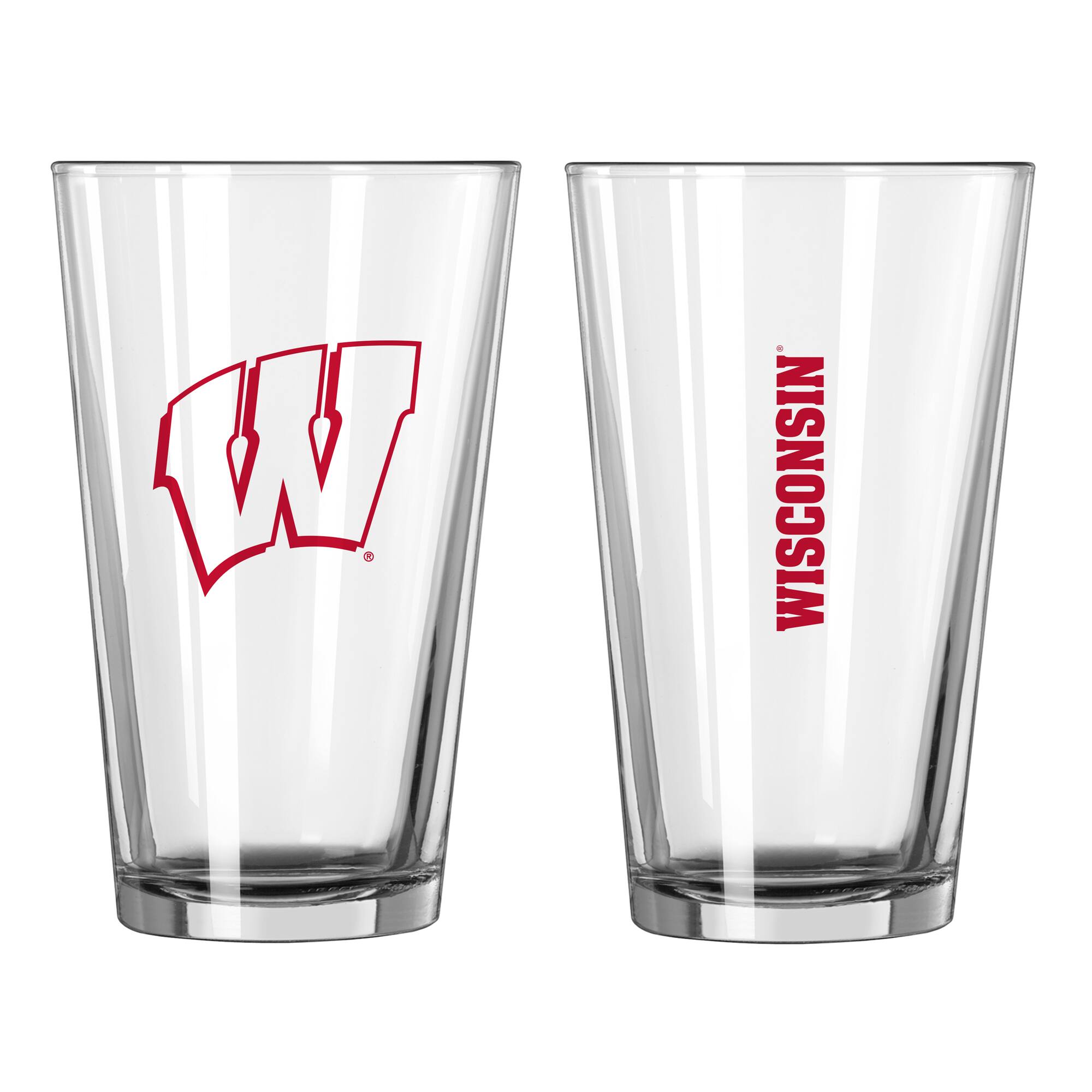 Alt View 1. Logo Brands - Wisconsin Badgers 16oz. Team Wordmark Game Day Pint Glass - Multicolor.