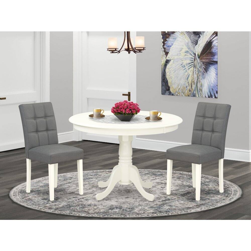 Alt View 7. East West Furniture - 3 Piece Dinner Table Set consists A Modern Table - White.