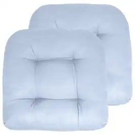 Sweet Home Collection - Patio Cushions Indoor/Outdoor Chair Pads Tufted 19" x 19", 2-Pack - Light Blue