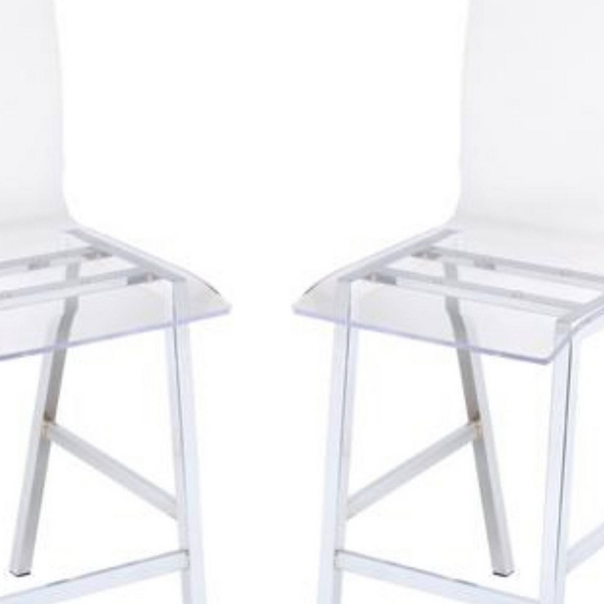 Alt View 3. Manhattan Lane - Counter Height Dining Chair Clear Acrylic, Set of 2 - Clear and Chrome.