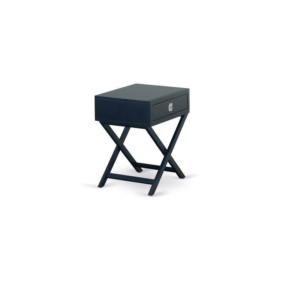 Angle. East West Furniture - Night Stand Navy Blue - Brown.