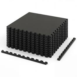 Costway - 0.79" Thick Gym Flooring, 12 Pcs Exercise Equipment Workout Mats with Rubber Top - Black