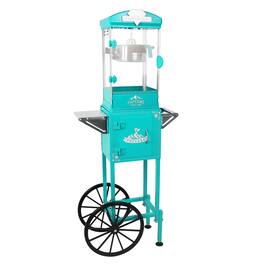 BEARSOLIM - Popcorn Machine with Cart ,Wheels & 10 Oz Kettle Popcorn Maker Measuring 3 plastic spoon - cyan