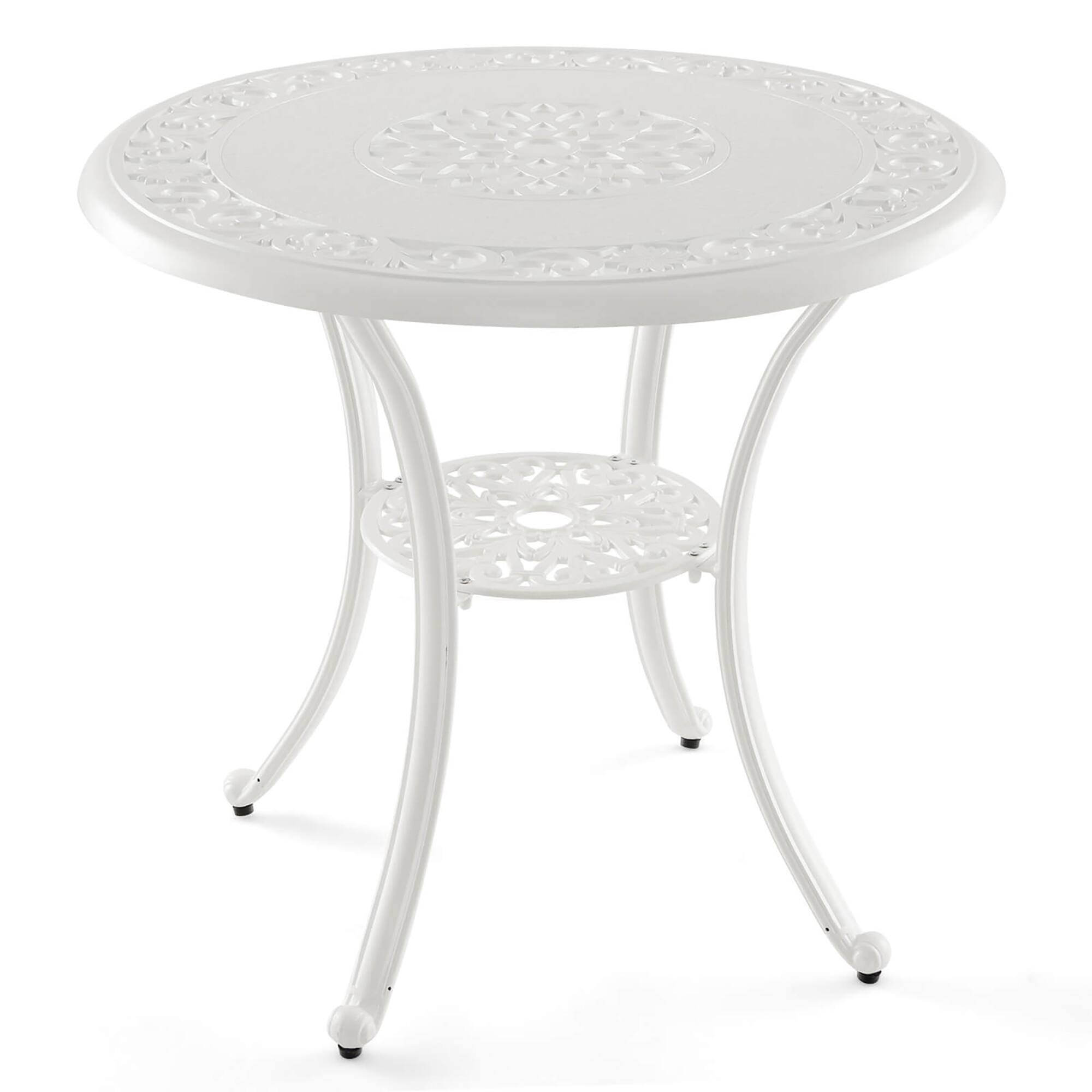 Gymax - 31.5'' Round Patio Dining Table for 4 w/ 2'' Umbrella Hole Outdoor Side Table - White