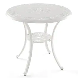 Gymax - 31.5'' Round Patio Dining Table for 4 w/ 2'' Umbrella Hole Outdoor Side Table - White