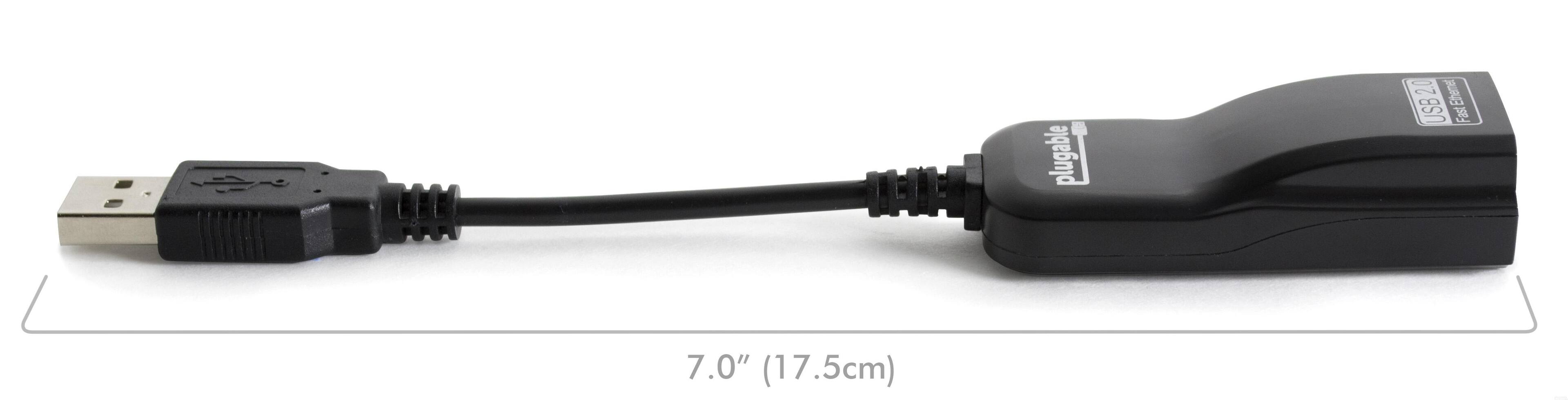Plugable USB2.0 Fast Ethernet Adapter  
7.0" (17.5cm)