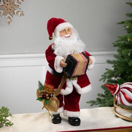 Northlight - Animated and Musical Accordion Playing Santa Claus Christmas Figure - 18" - Red
