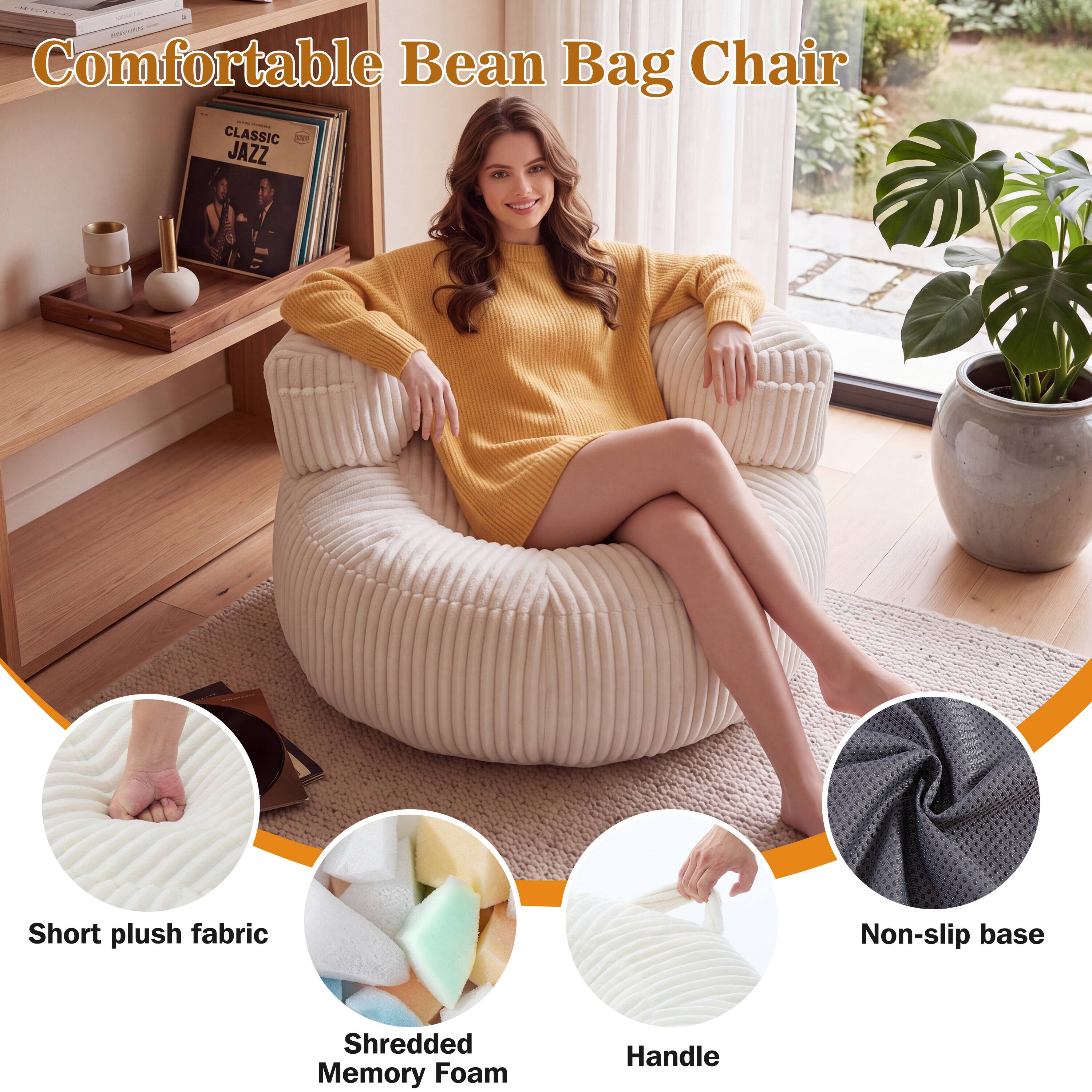 Comfortable Bean Bag Chair

- Short plush fabric
- Non-slip base
- Shredded Memory Foam
- Handle