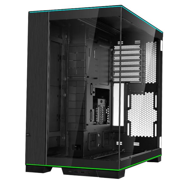 Left. Lian Li - LIAN LI O11 Dynamic EVO RGB  Black Aluminum / Steel / Tempered Glass ATX Mid Tower Computer Case----O11DERGBX - Black.