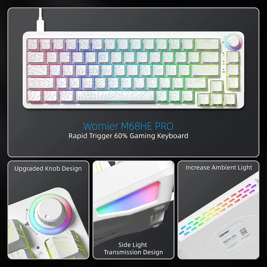 Trigger Pro Lights Womier M68HE Pro Rapid Trigger Mechanical Keyboard, 65% Magnetic ...