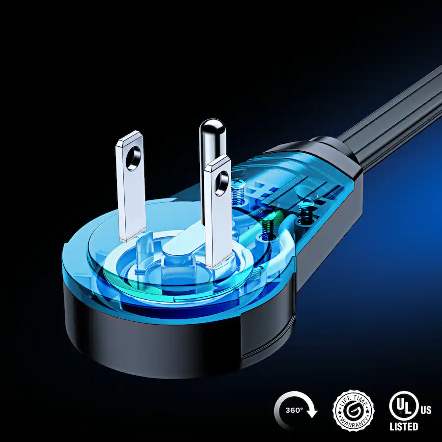 Maximm 360 Degree Rotating Flat Extension Cord 10 Ft Multi 3 Outlet ...