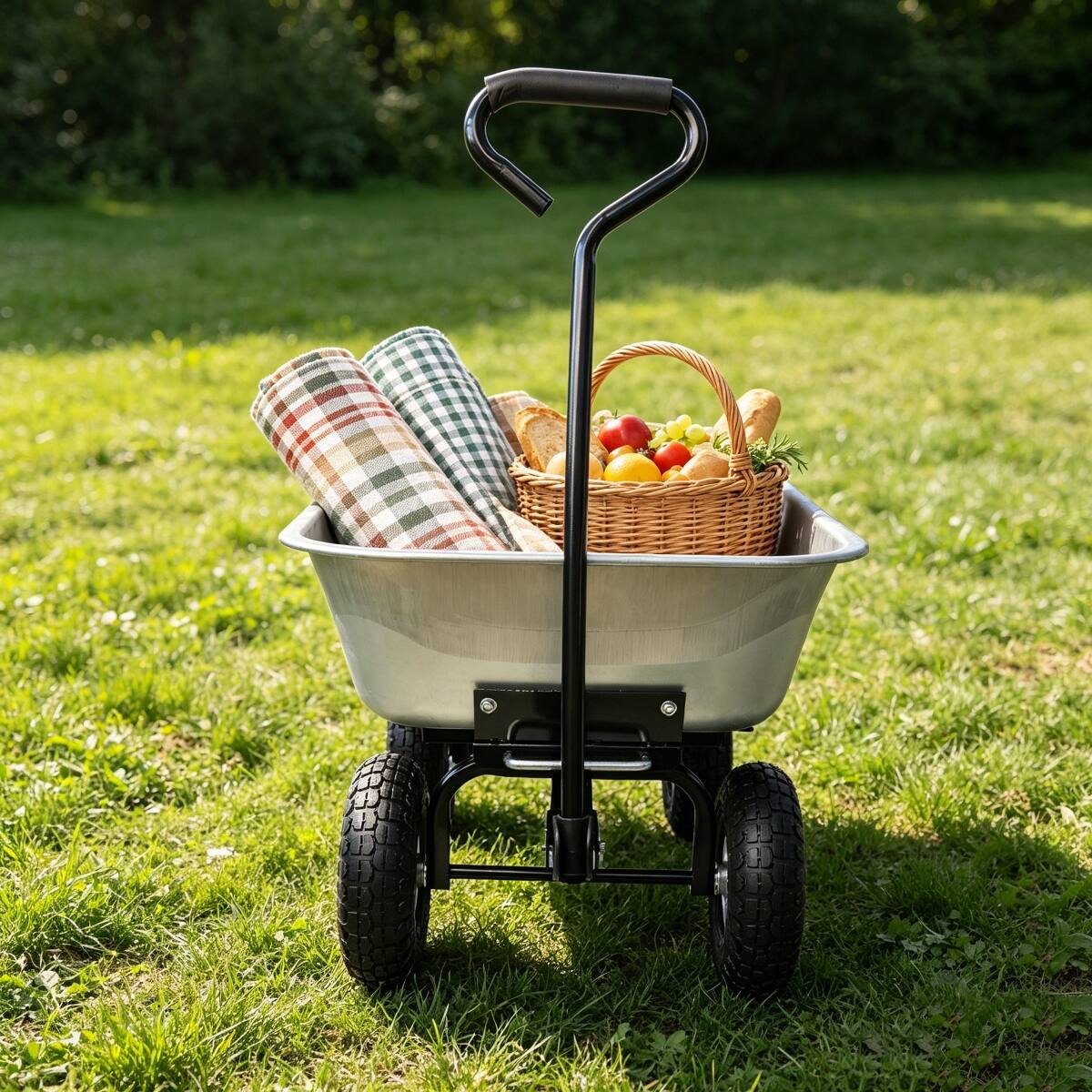 Alt View 4. Loheer - Loheer Folding Poly Garden Dump Truck Steel Frame Garden Cart 300 lb Capacity Silver.