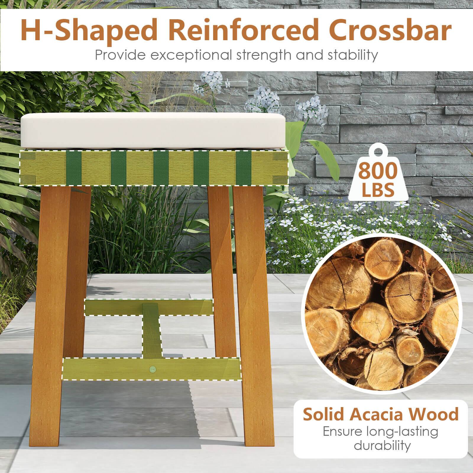 H-Shaped Reinforced Crossbar  
Provide exceptional strength and stability  

800 LBS  

Solid Acacia Wood  
Ensure long-lasting durability