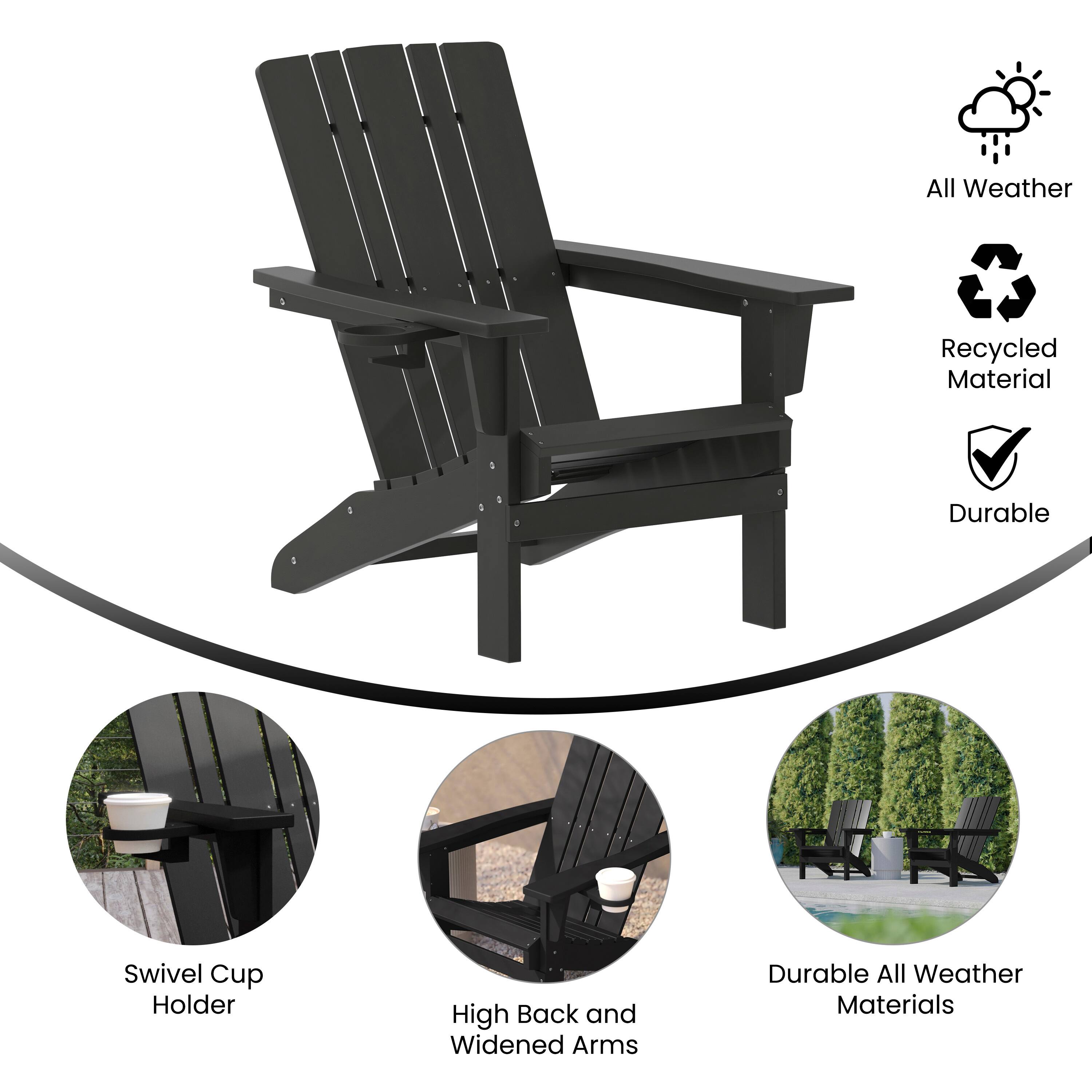All Weather Recycled Material Durable Swivel Cup Holder High Back and Widened Arms Durable All Weather Materials
