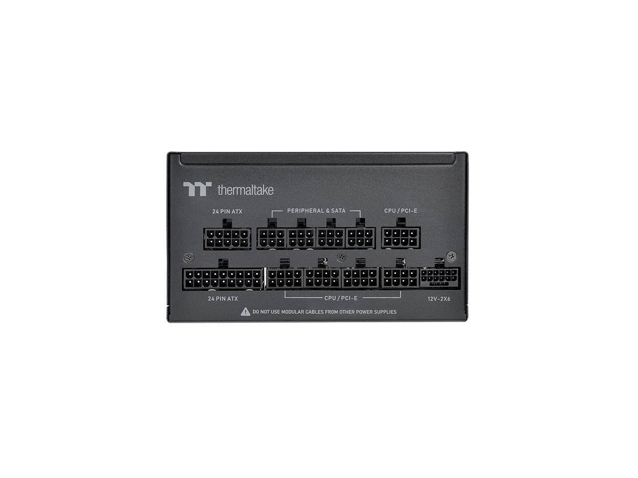 Thermaltake 24 PIN ATX PERIPHERAL & SATA CPU/PCI-E CPU . . . 2 - - - . . . . d 24 PIN ATX CPU U/PCI-E / E 12V-2X6 ! DO NOT USE MODULAR CABLES FROM OTHER POWER SUPPLIES