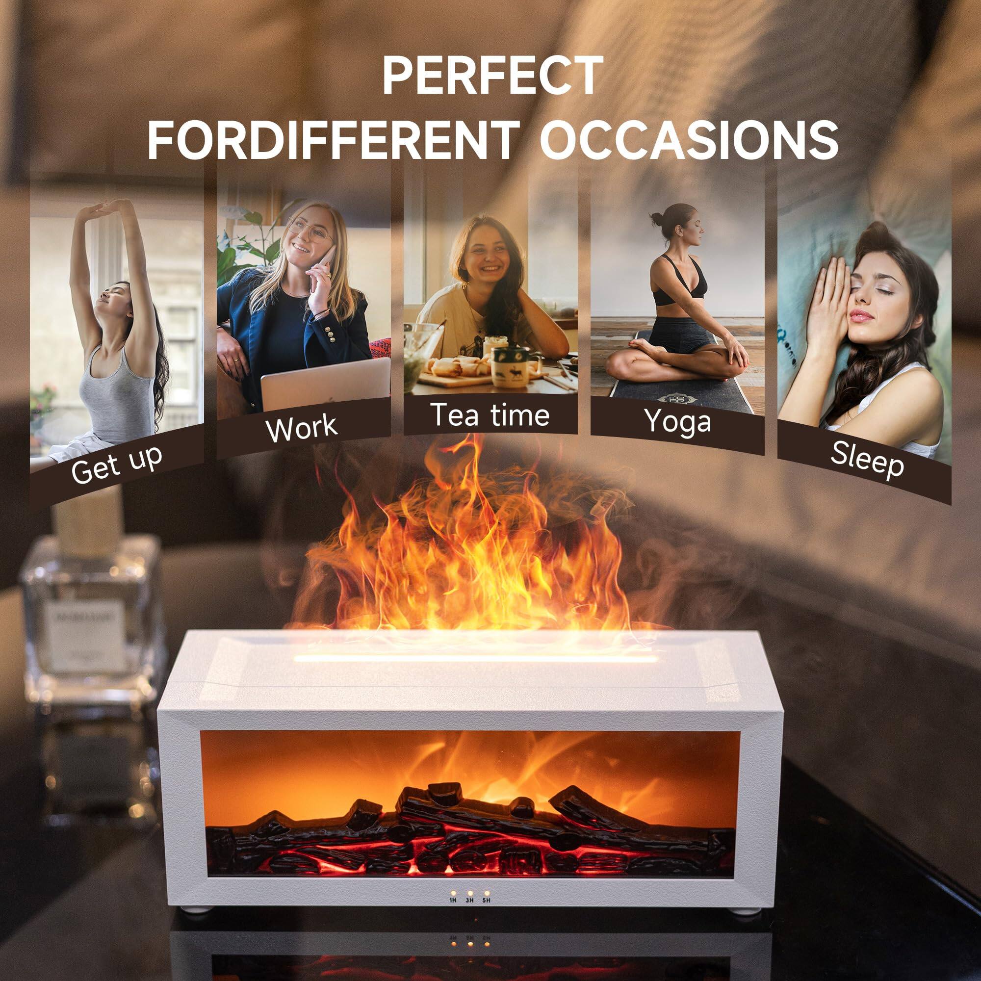 PRIMEPLUS Fireplace Flame Ultrasonic Aroma Diffuser Humidifier, 7 ...