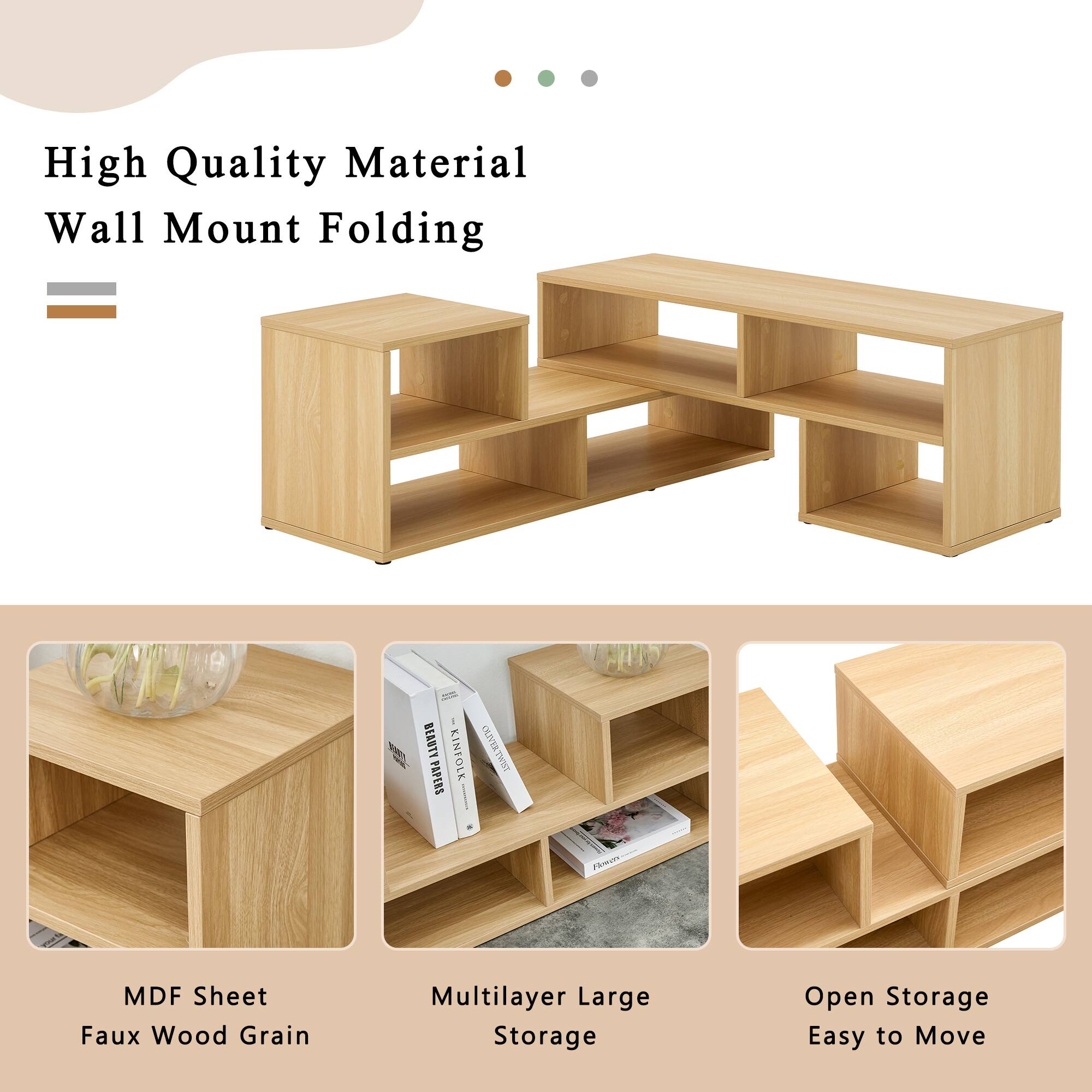 High Quality Material Wall Mount Folding

- MDF Sheet
- Faux Wood Grain
- Multilayer Large Storage
- Open Storage
- Easy to Move