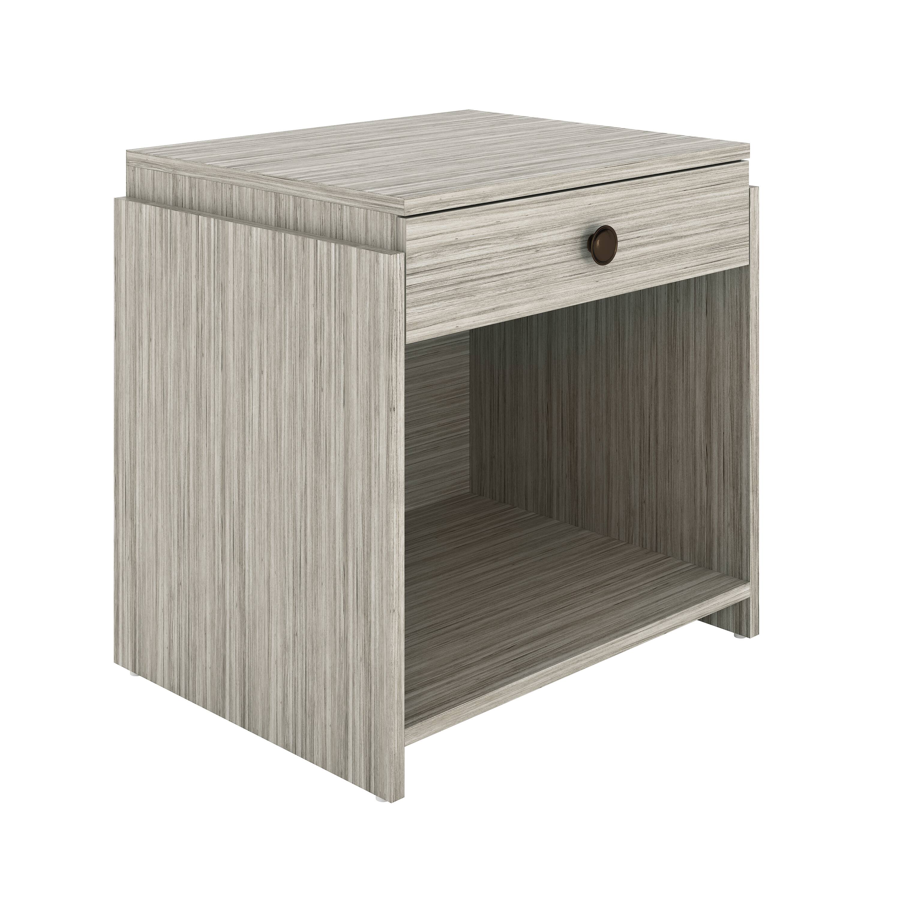 Alt View 2. Boyd Sleep - Boyd Sleep Sydney One Drawer Low Profile Nightstand- Bedroom End Table - Barnwood Grey.
