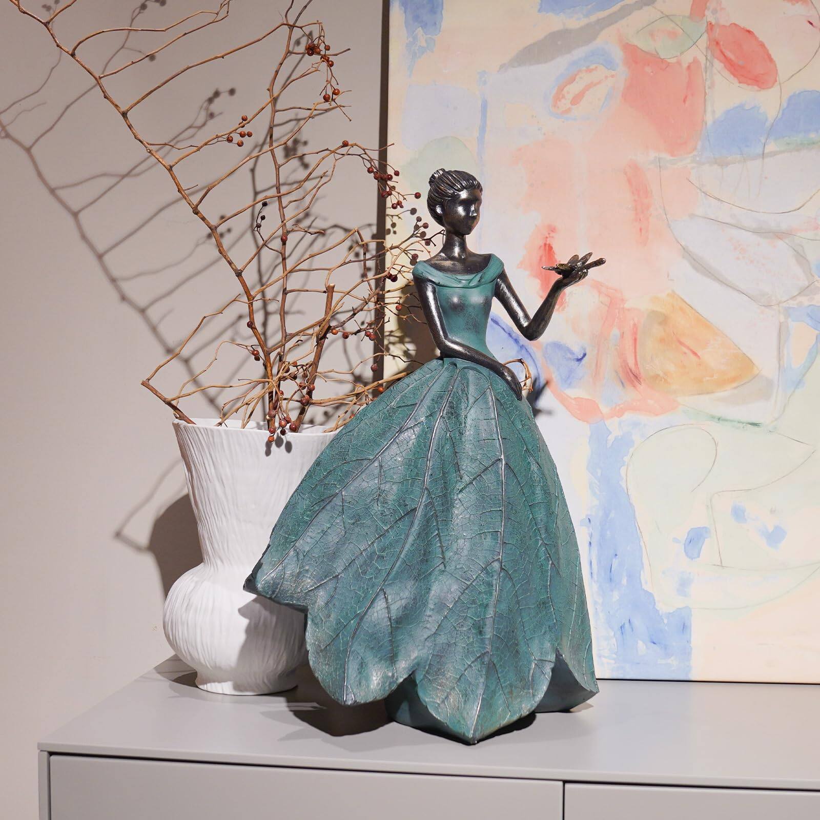 Alt View 2. Alchemy Casas - Fairy Statue Collection Home Decoration - Leaf Angel With Dragonfly Decor For Outside Or Inside Rustic Garden.