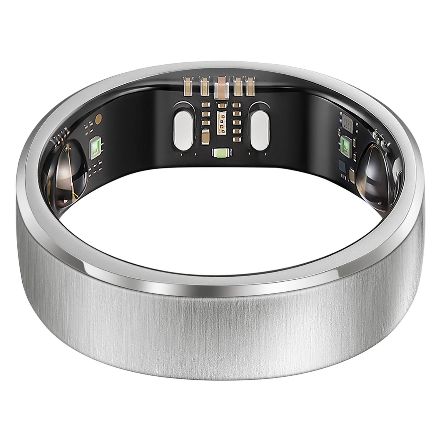 Alt View 9. RINGCONN - Gen 3 Smart Ring, Vascular Health Insights, Vibration Alerts, Sleep Apnea Monitoring, Charging Case - Brushed Silver.
