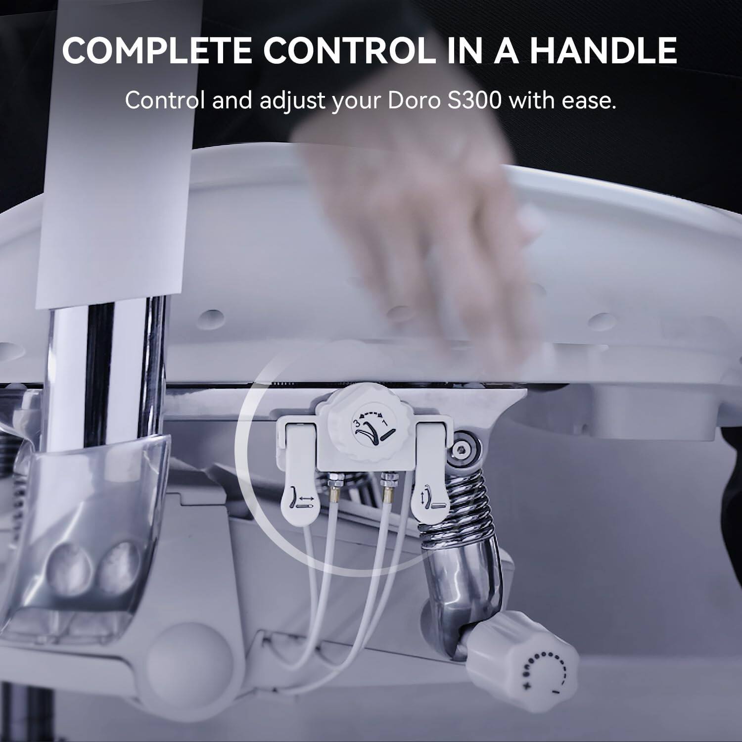 COMPLETE CONTROL IN A HANDLE  
Control and adjust your Doro S300 with ease.