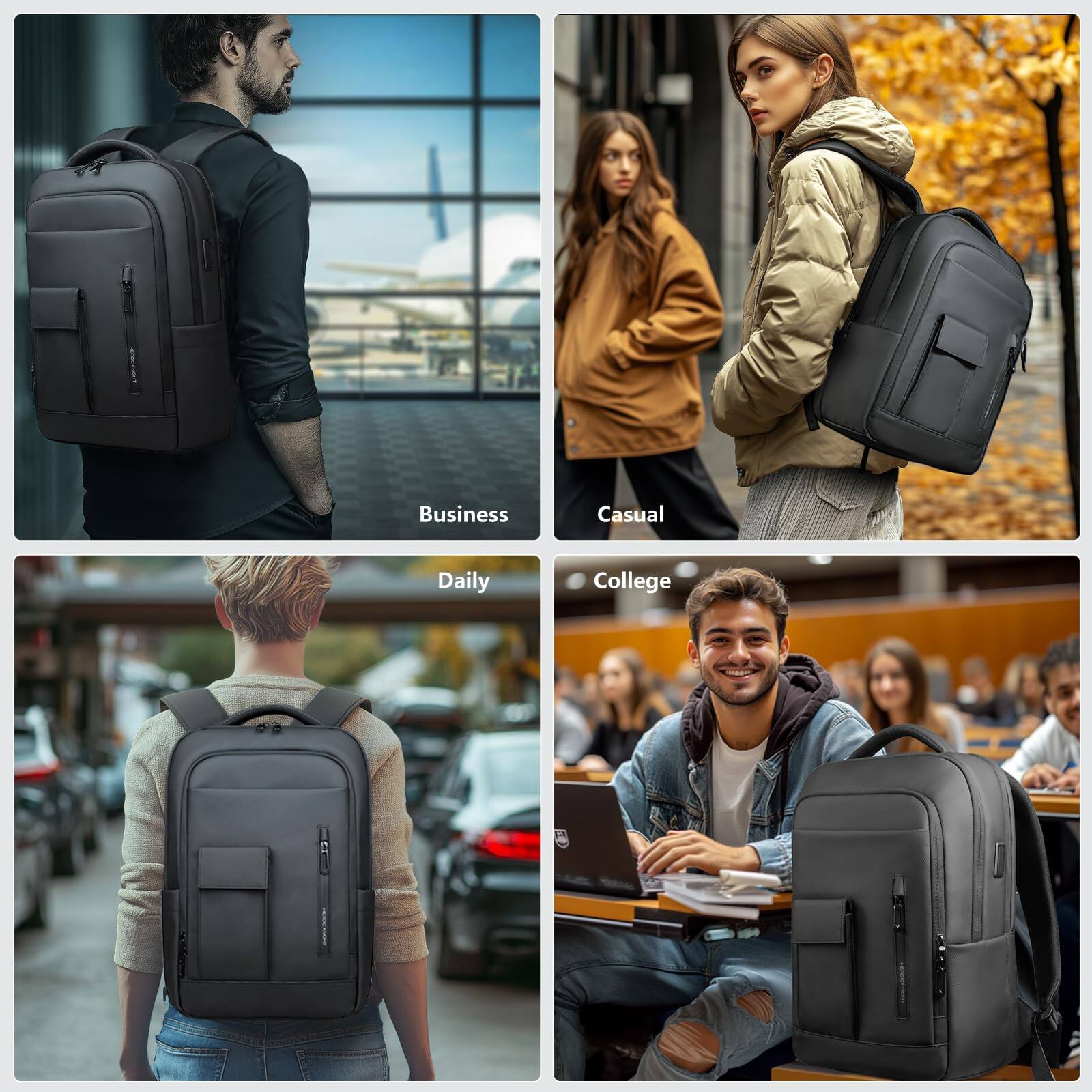 Alt View 3. Live At Space - Laptop Backpack For Men Business 16 Inch Computer Bag With Usb Charging Port Water Resistant Travel Daypack Casual - Default.