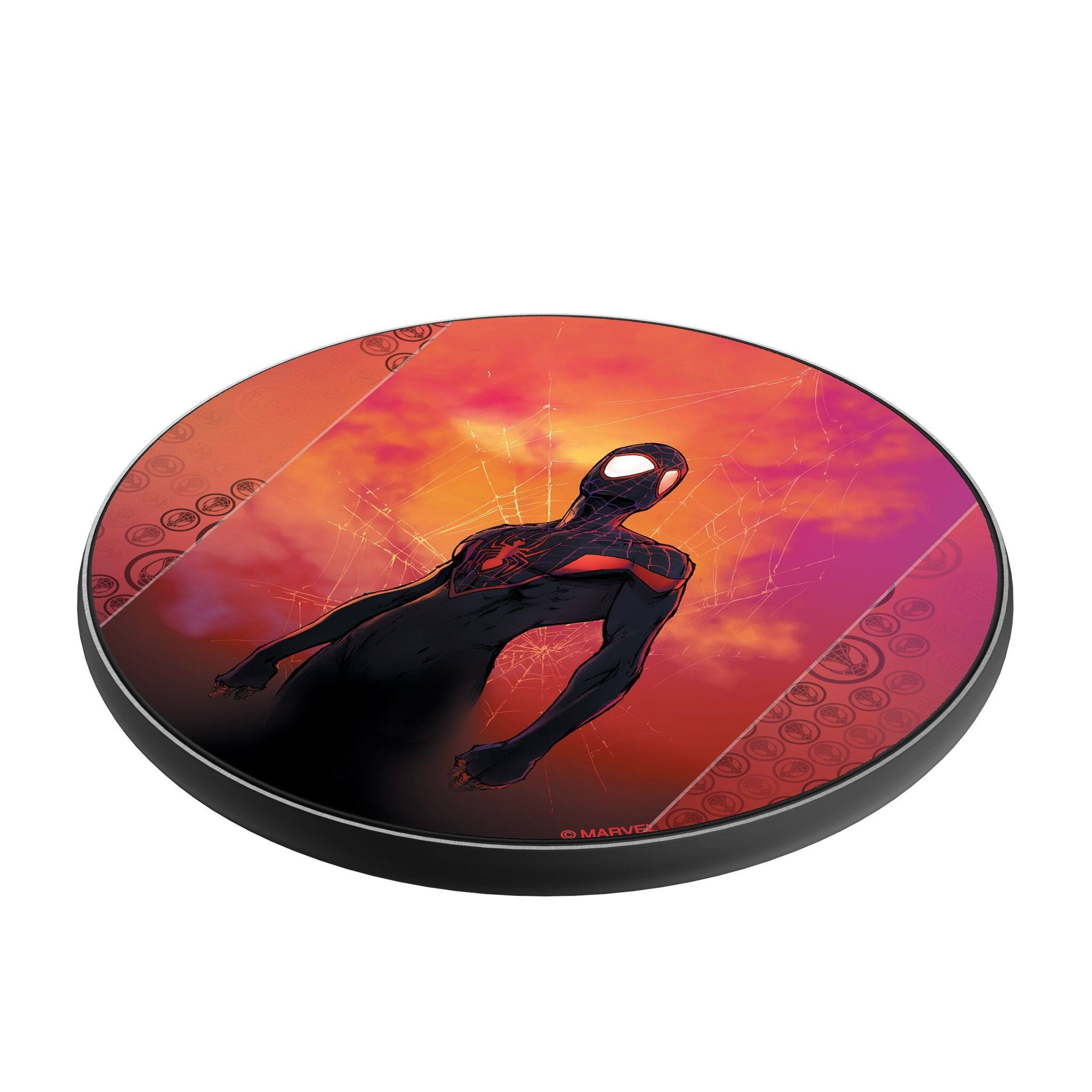 Angle. Keyscaper - Marvel Cover Art 15-Watt Wireless Charger - Miles Morales.