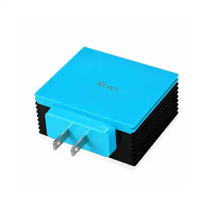 Front. Reiko - 4 Amp Four Ports Portable Travel Station Charger In Blue - Blue.