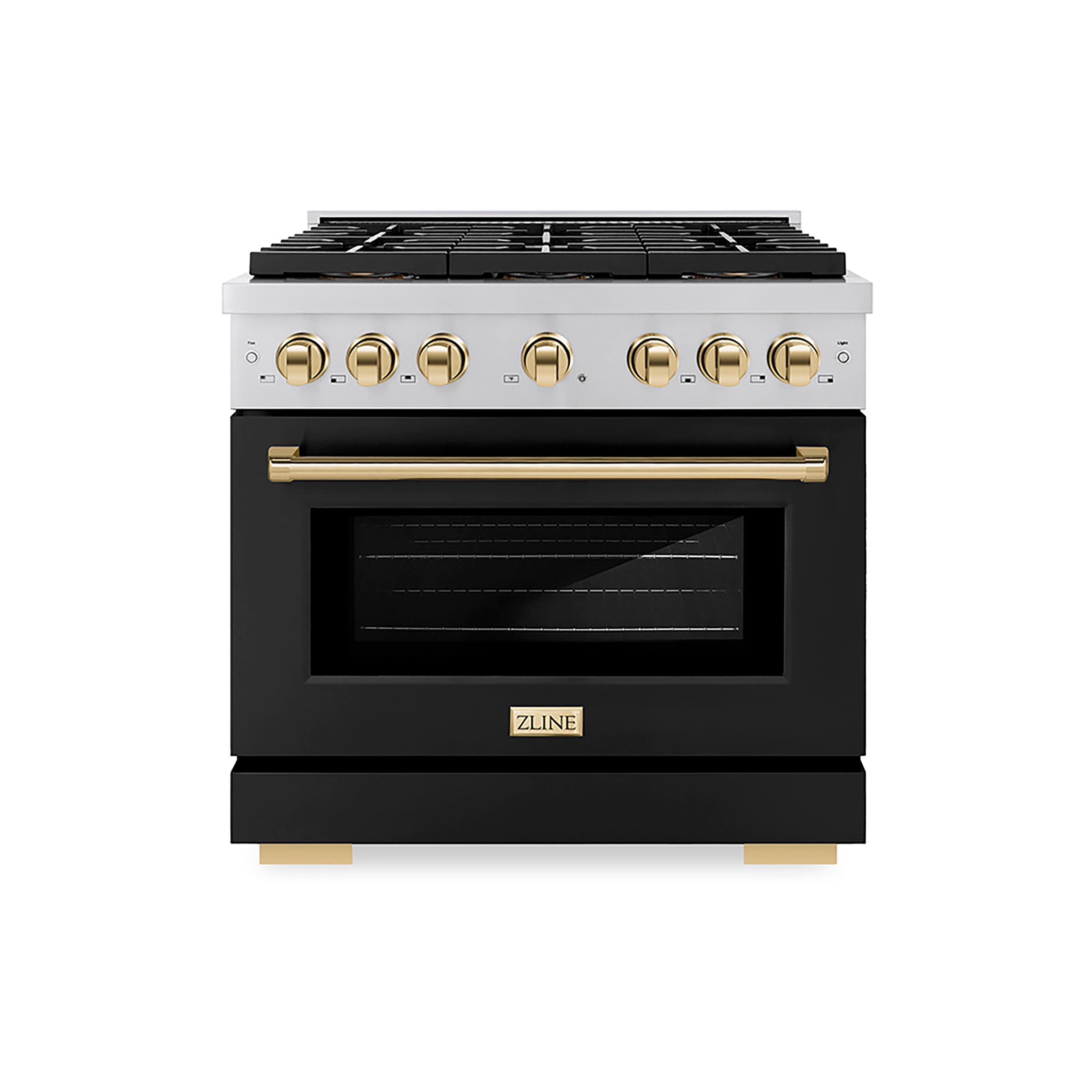 ZLINE - Autograph 36 in. Paramount Dual Fuel Range w/ DuoPro Cooktop & Black Door w/ Gold Accents (PSDRZ-BLM-36-G) - Stainless Steel with Black Matte Door