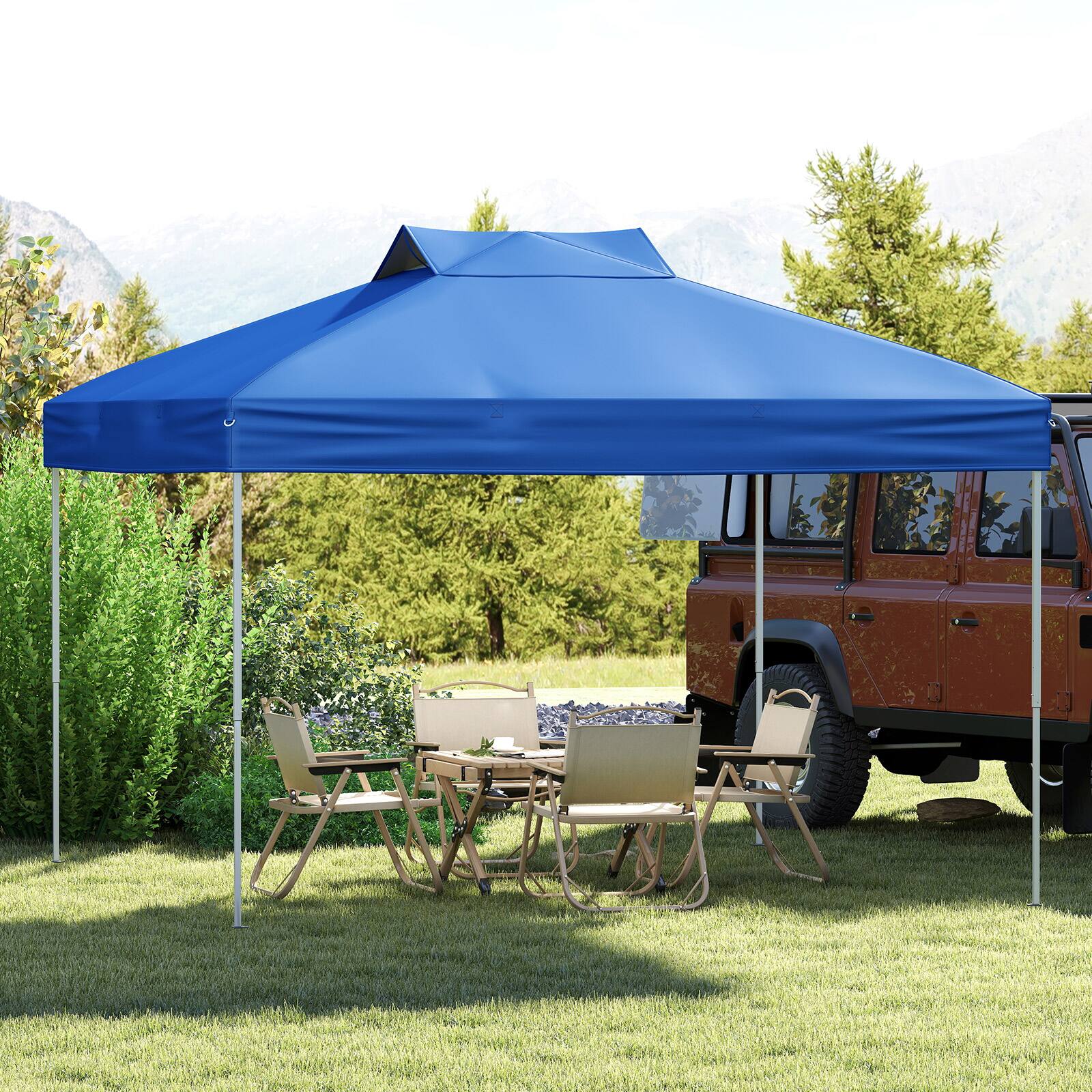 Alt View 1. Costway - Costway 10 X 10 FT 1-Person Setup Pop up Canopy Tent with 1-Push Center Lock Wind Ropes - Blue.