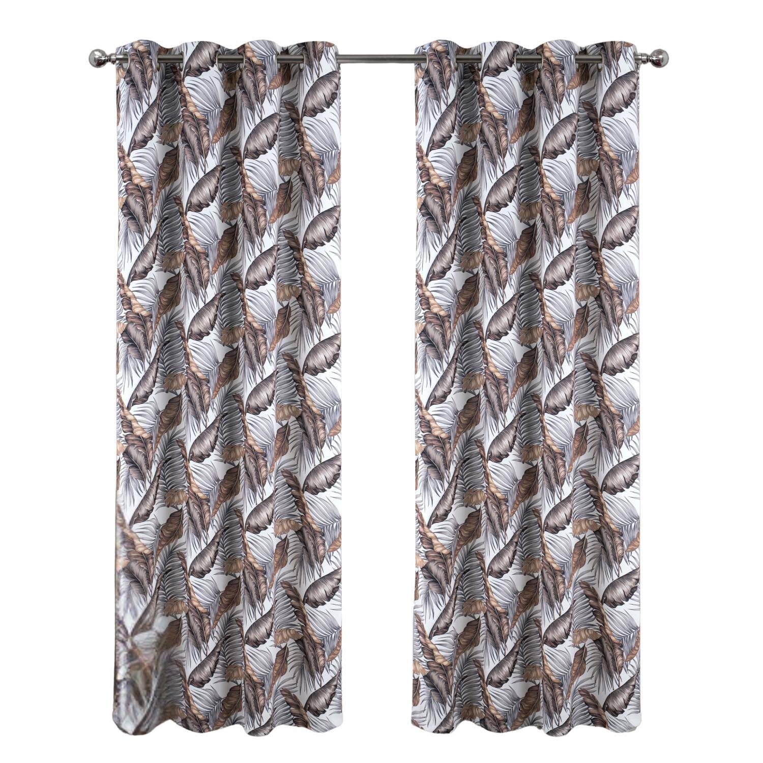 RT Designers Collection - RT Designer Collection Brazil Printed Blackout Luxurious Decorative Grommet Curtain Panel 54" x 90" - Taupe
