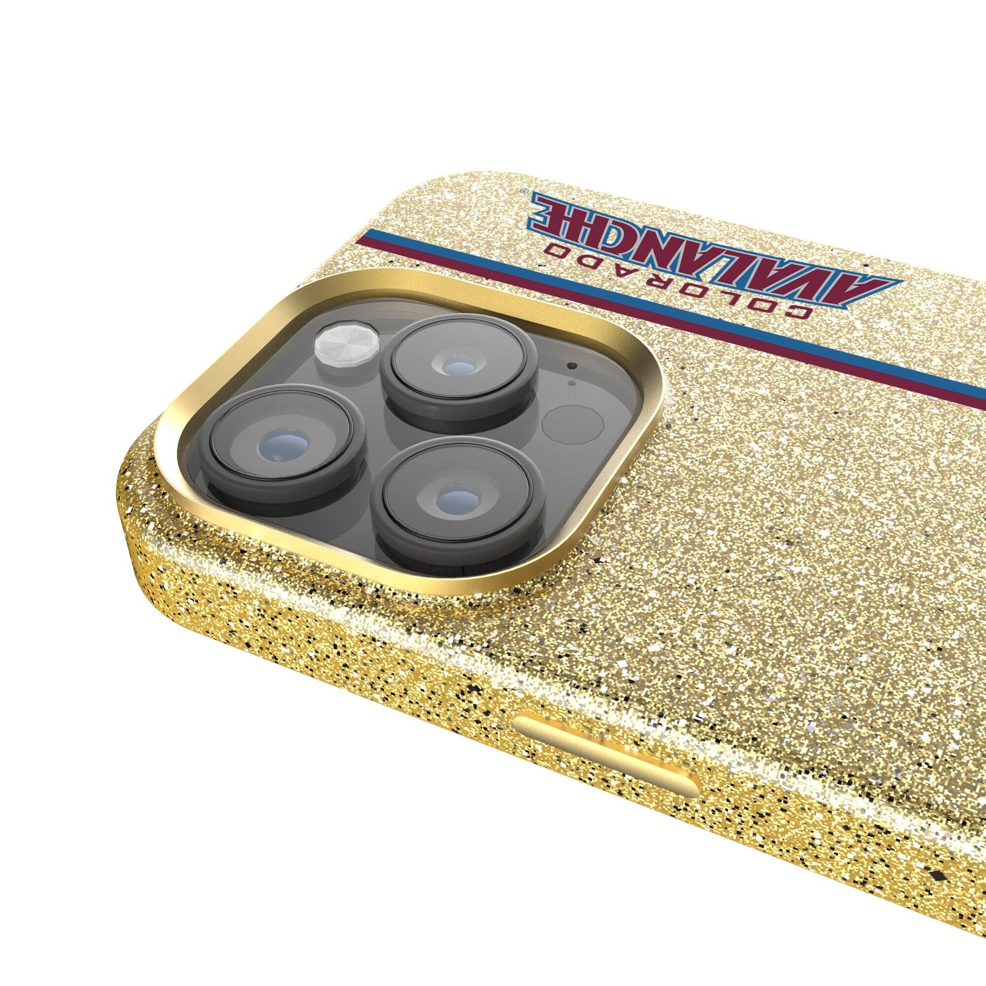 Alt View 2. Keyscaper - Gold Colorado Avalanche Sidebar Bling iPhone Case - 14 Pro Max - Gold.