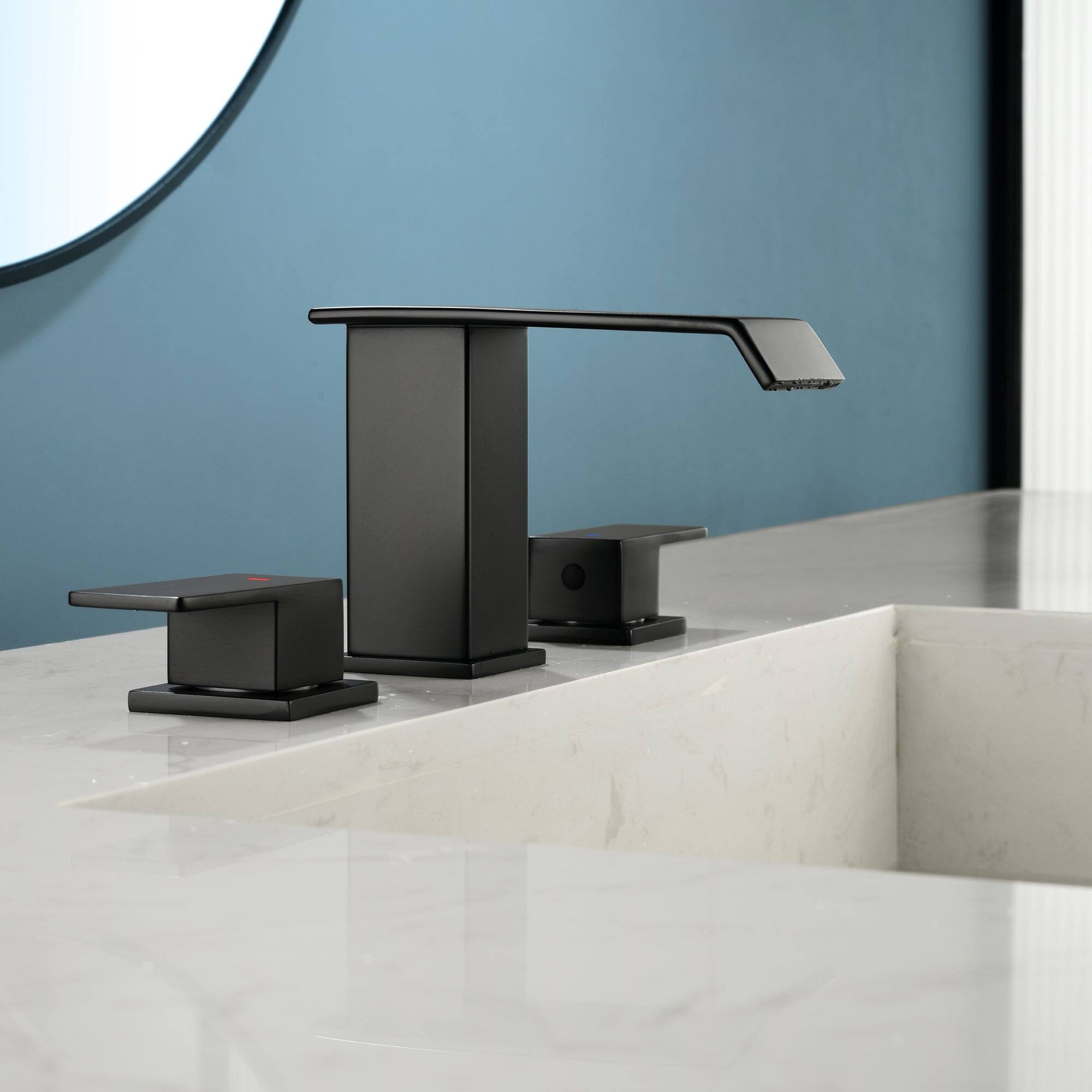 Alt View 3. Boyel Living - Black Faucet SUS304 Waterfall Spout cUPC Quick Connect Dual Handle Pop Up Drain - Matte Black.