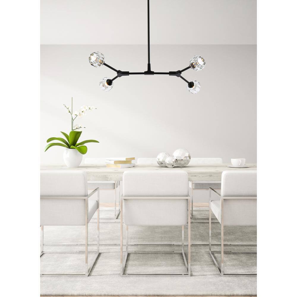 Left. Elegant Lighting - Zayne 4 Light Pendant in Black - Black And Clear.