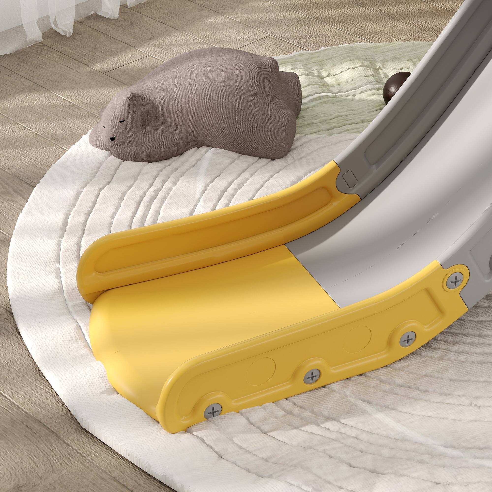 Alt View 5. Qaba - Toddler Slide, 3 in 1 Slide for Kids Ages 1-3 Years, Indoor Slide with Basketball Hoop, Climber, Duck Pattern.