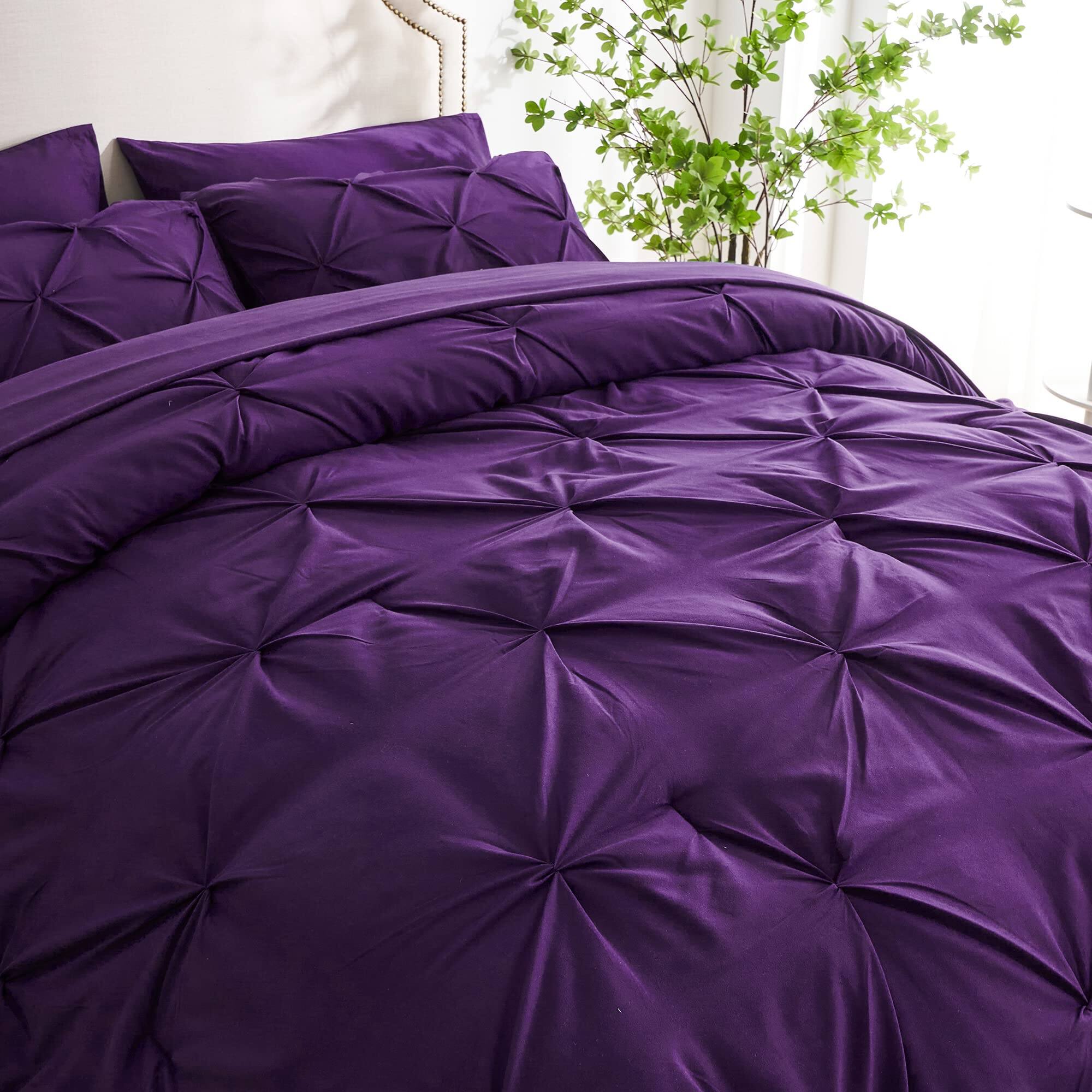 Alt View 4. NICHOLAS KLEIN - Comforter Set Queen Sheets Pintuck Bedding Comforters Bed In A Bag For All Season Pinched Pleat Queen - Lavender Purple Queen.