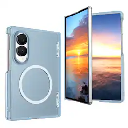 Dteck - Magnetic Matte Case for Samsung Galaxy Z Fold8 with Hinge Protection,Slim Hard PC Back Cover,No Front Frame Shell - Matteblue