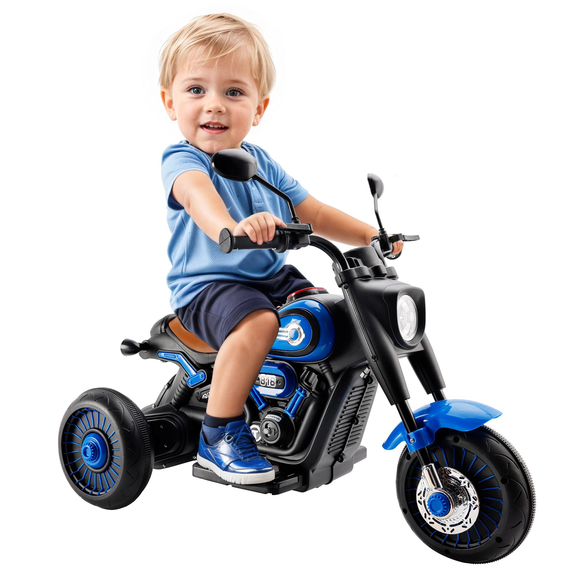 Back. Topteng - ​​6V 3-Wheel Kids Ride-On Motorcycle with Colorful Lights & Music, Green for Ages 3-8​.